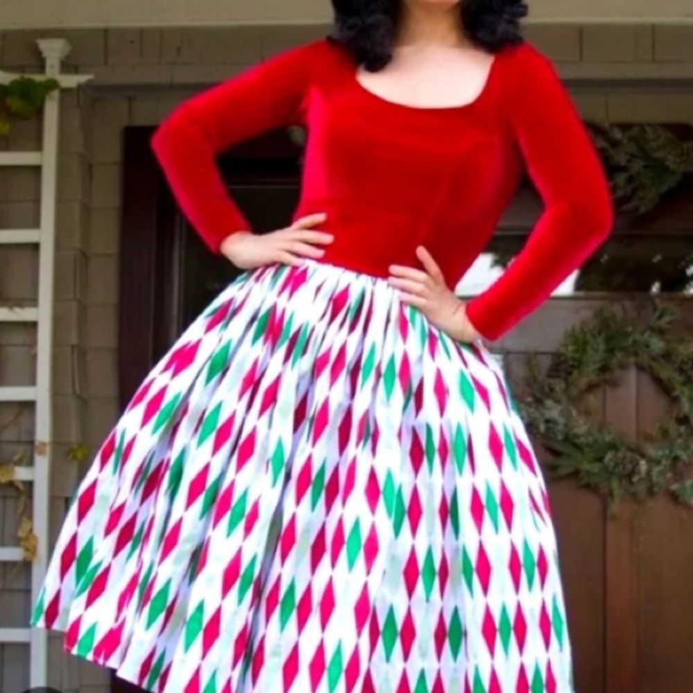 Pinup Couture Vibrant Red and Soft White Dress